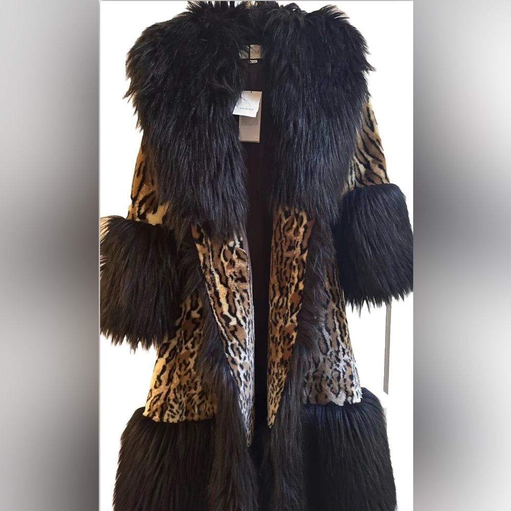 Women’s Gucci Ocelot Jacquard Faux Fur Coat
